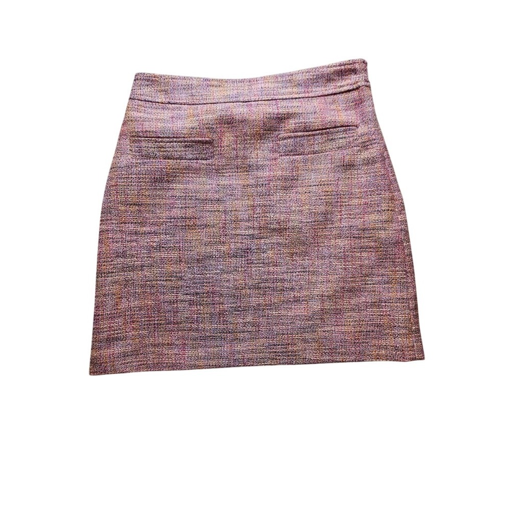 LOFT Womens Multicolor Pink Tweed Mini Skirt A-Line Lined Size 0